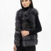 GILET IN RITAGLI DI VOLPE PETROLIO - Thumbnail Image 3