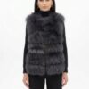 GILET IN RITAGLI DI VOLPE PETROLIO - Thumbnail Image 1